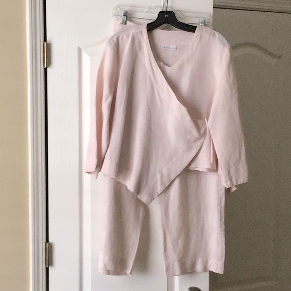 Bryn Walker 2-Piece linen wrap top & pants SZ SM.